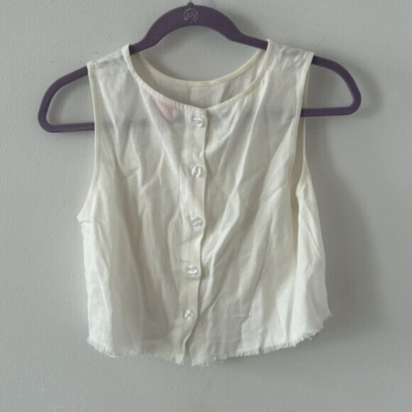 Pink Lily Women's MY EXCITING NEWS WHITE FRINGE Crop Top & Pants Set Size M - Picture 5 of 9